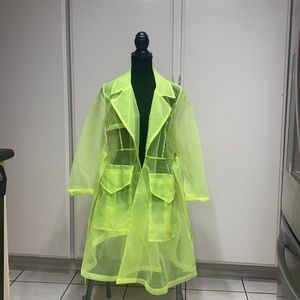 Neon green mesh  Trench coat
